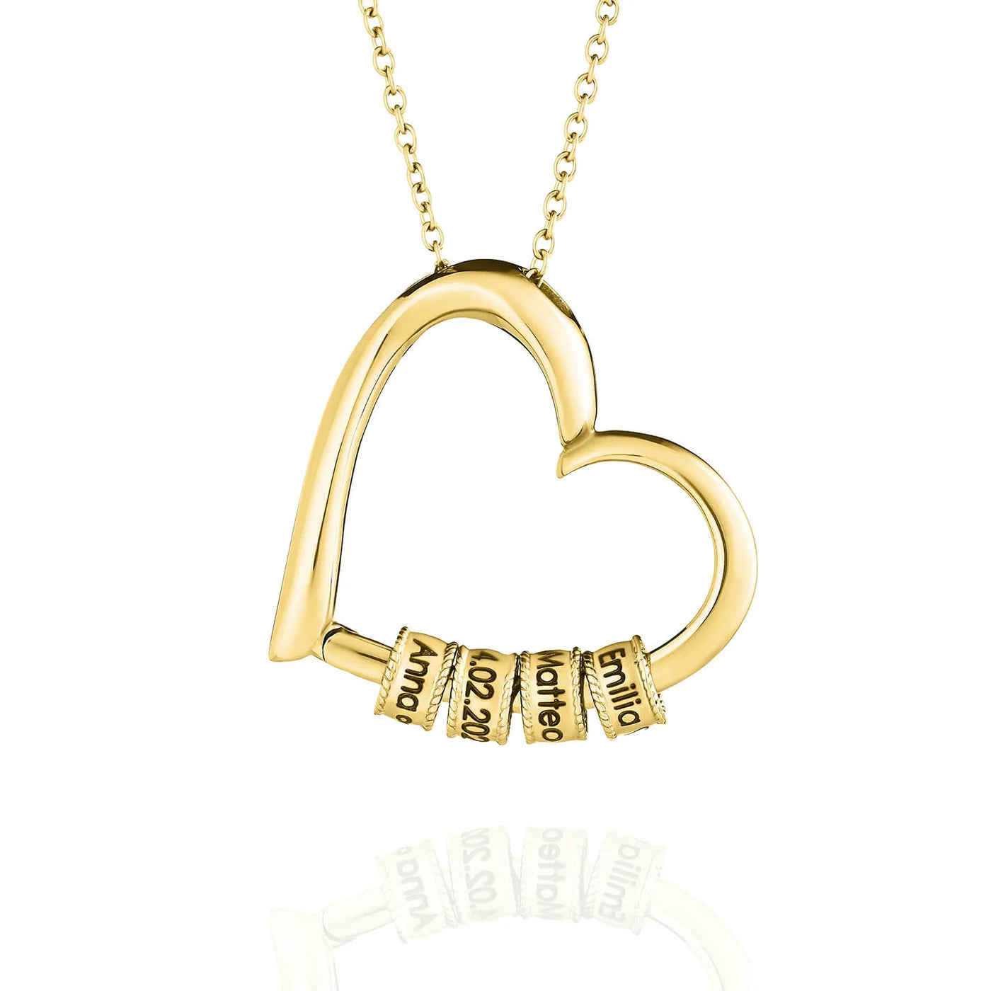 Heart Necklace with Engraved Beads