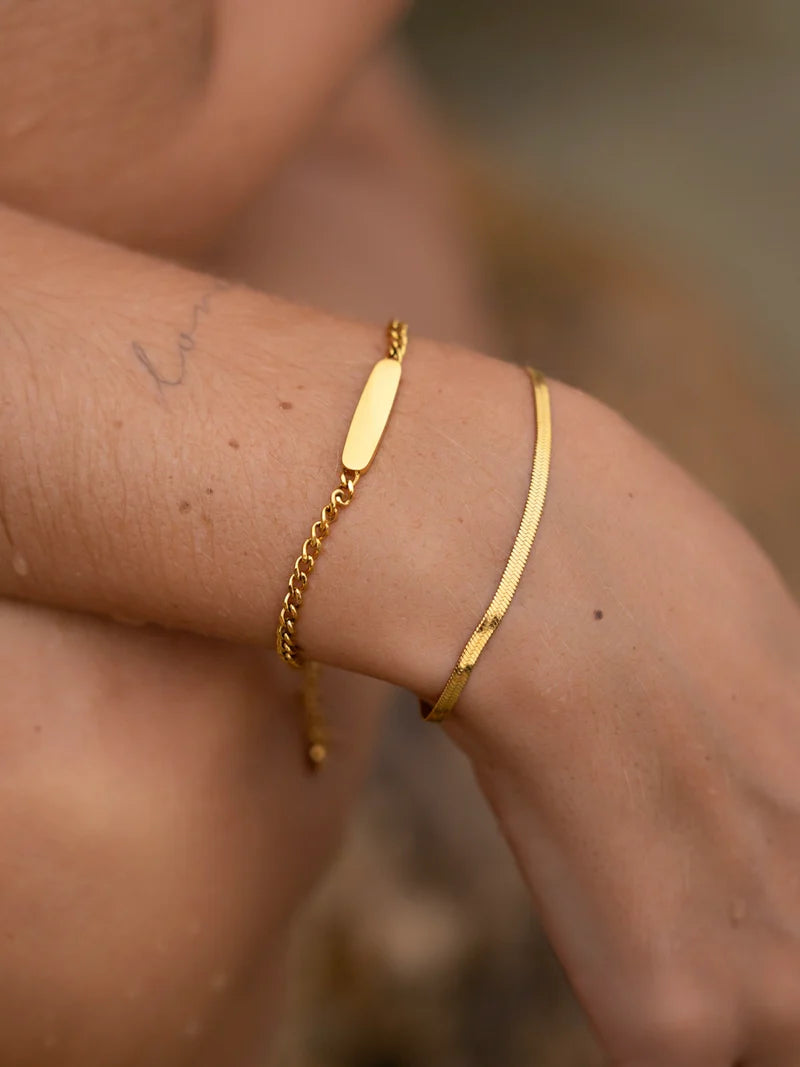 Sleek Gold Herringbone Bracelet